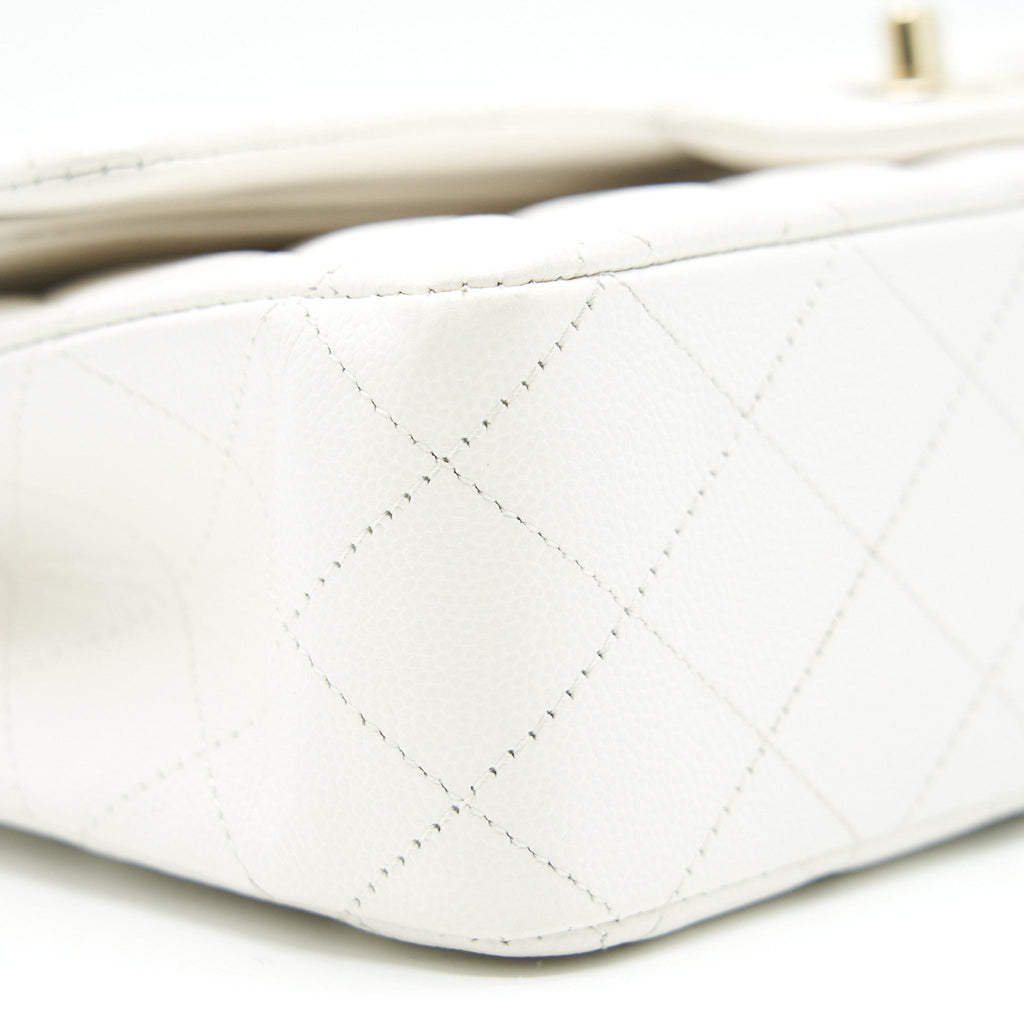 Chanel Medium Classic Double flap Bag Caviar White with L
