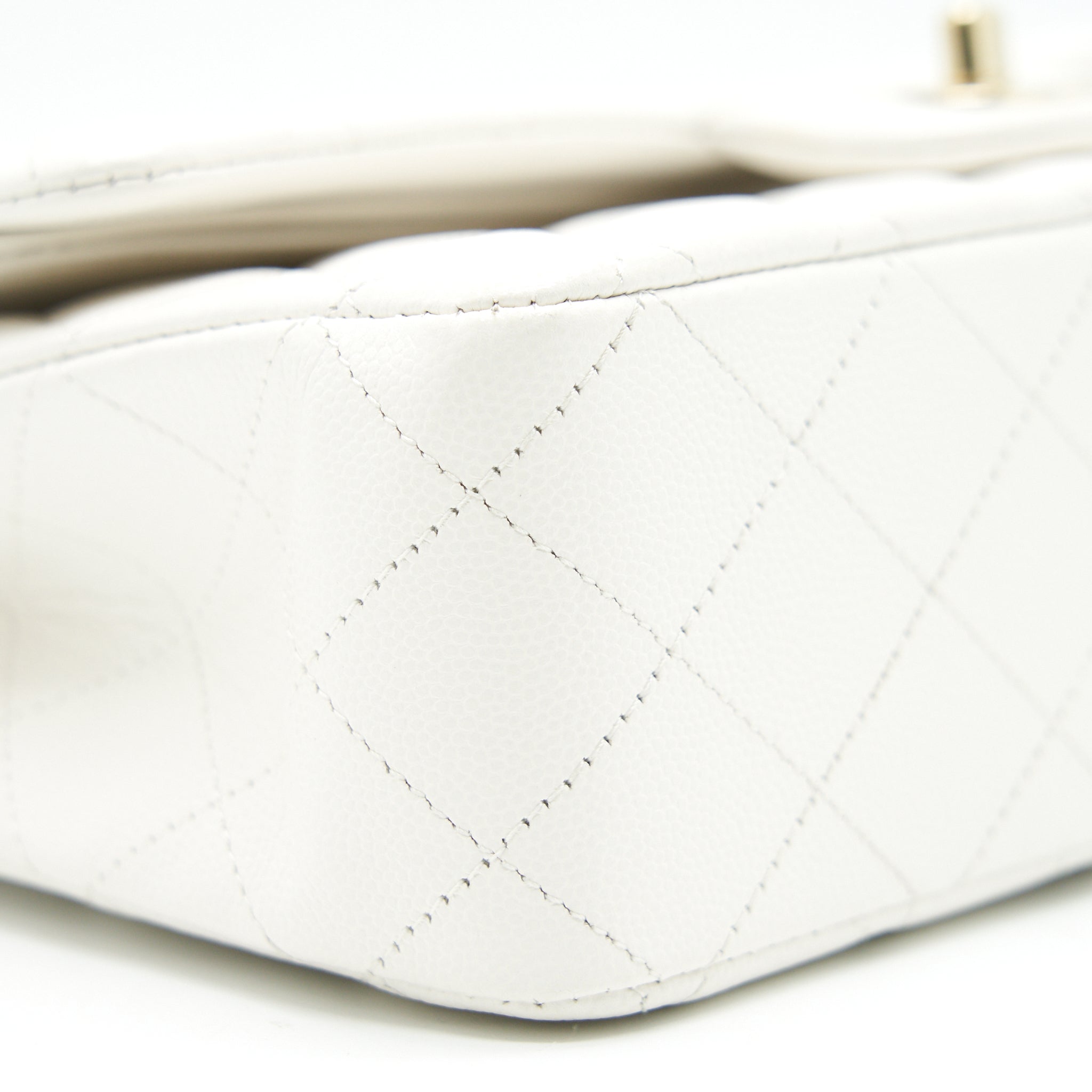 Chanel Medium Classic Double flap Bag Caviar White with L