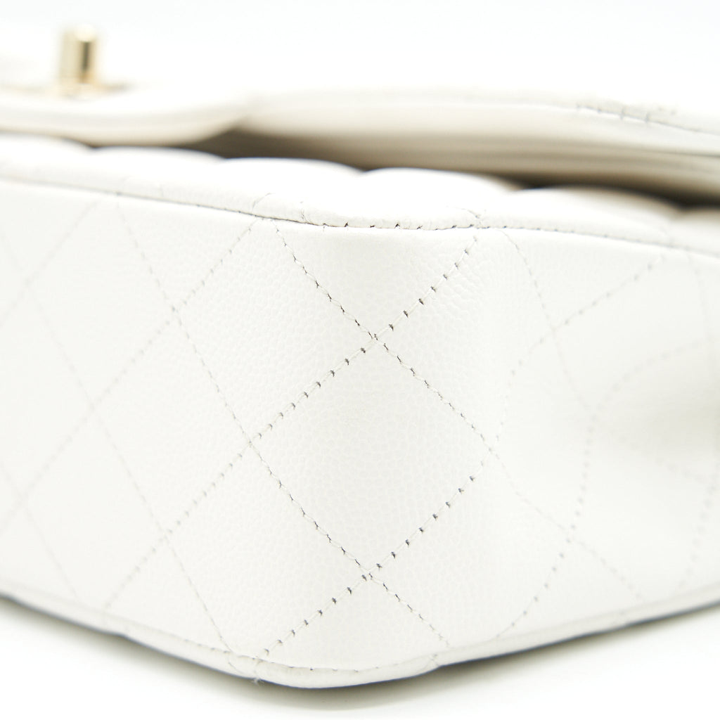Chanel Medium Classic Double flap Bag Caviar White with L