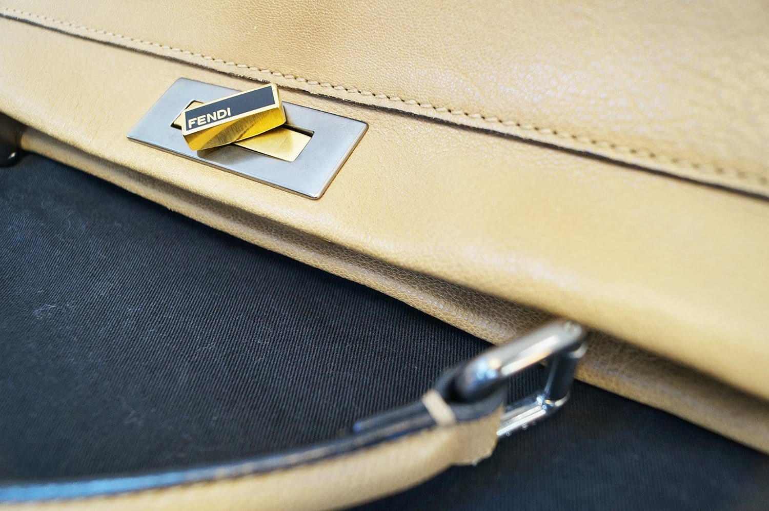 FENDI Brown Ombre Leather Peekaboo Large Satchel Bag