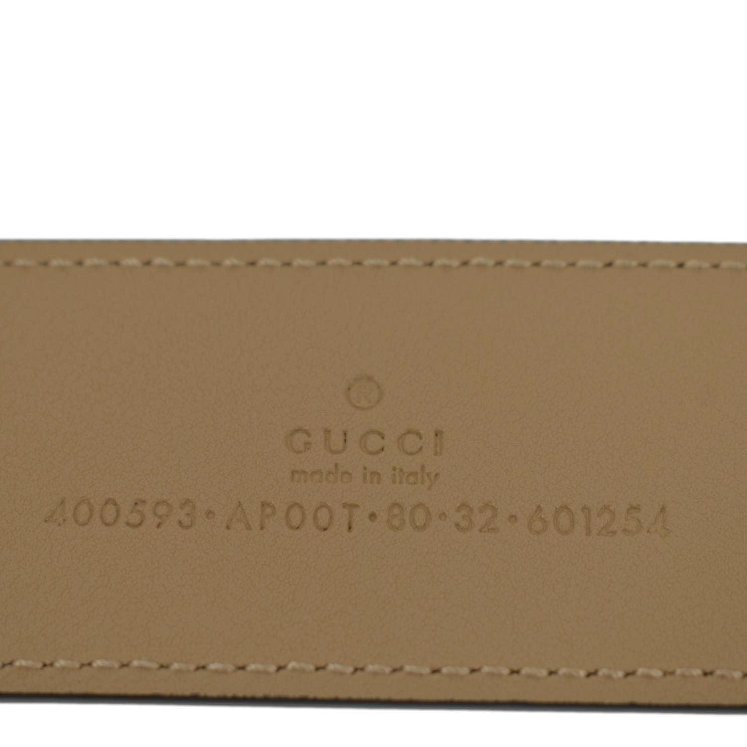 GUCCI Double G Buckle Leather Belt Size 80.32 Tan 400593