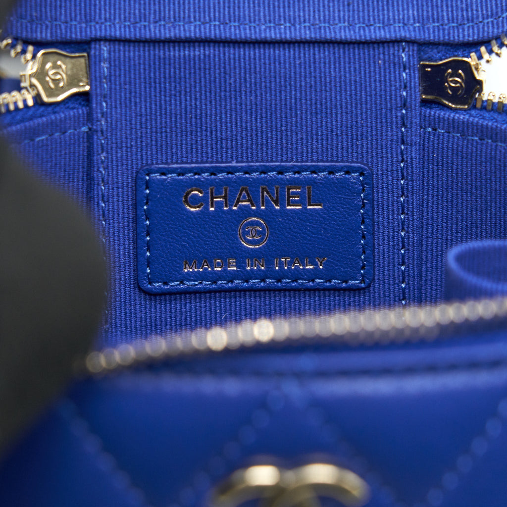 Chanel 21K mini Top handle Vanity with Chain Blue L