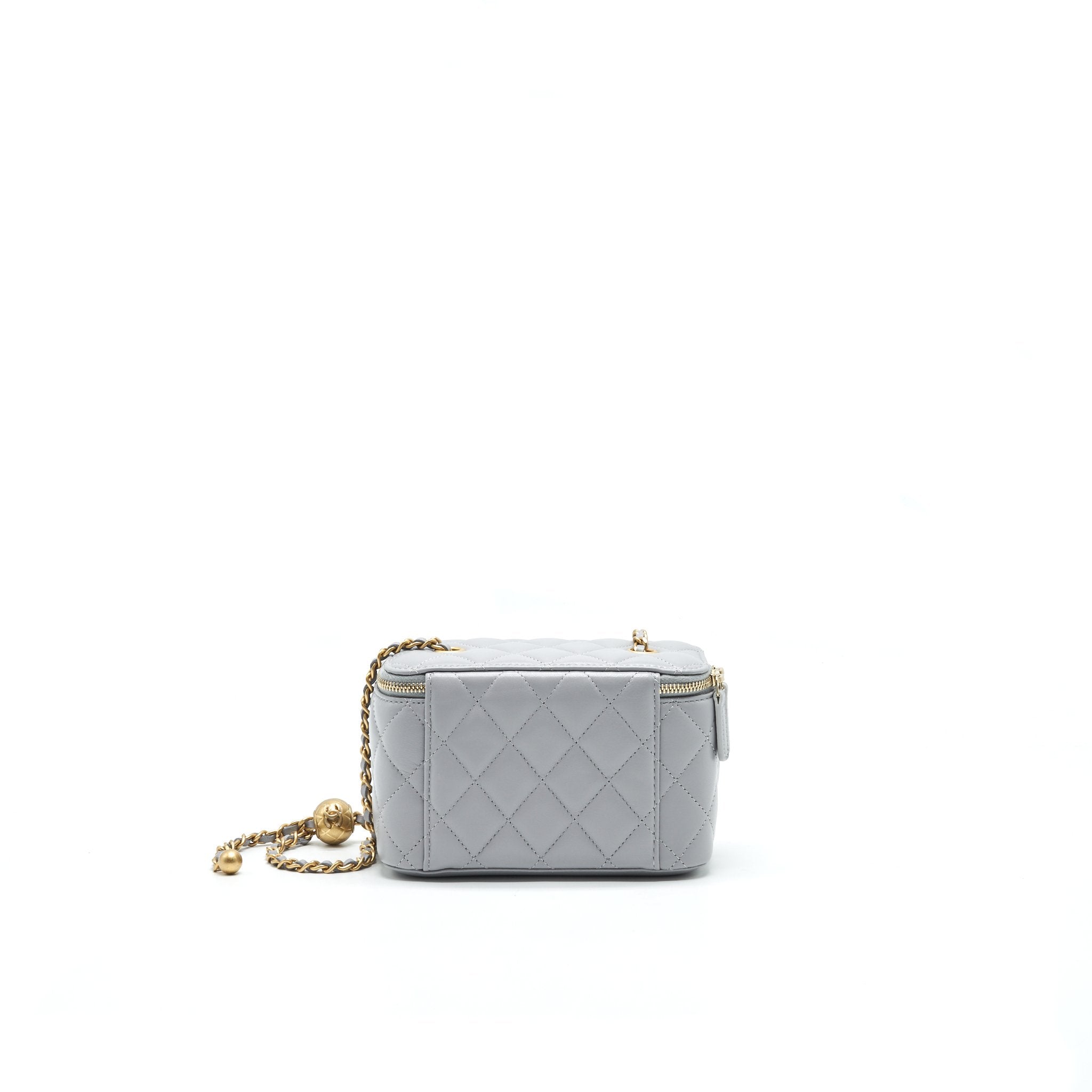 Chanel 21B Pearl Crush Long Vanity with Chain Light Grey