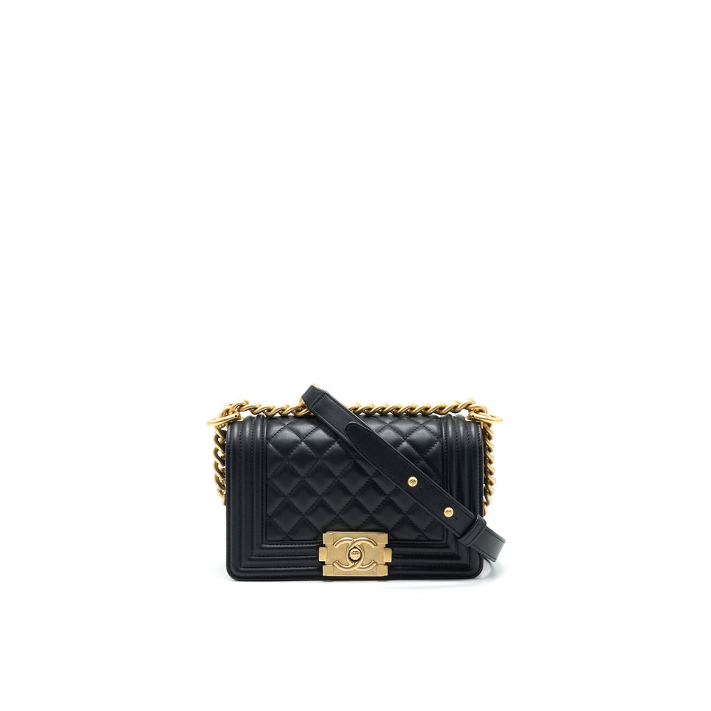Chanel small boy Bag Calfskin Black with  serial27