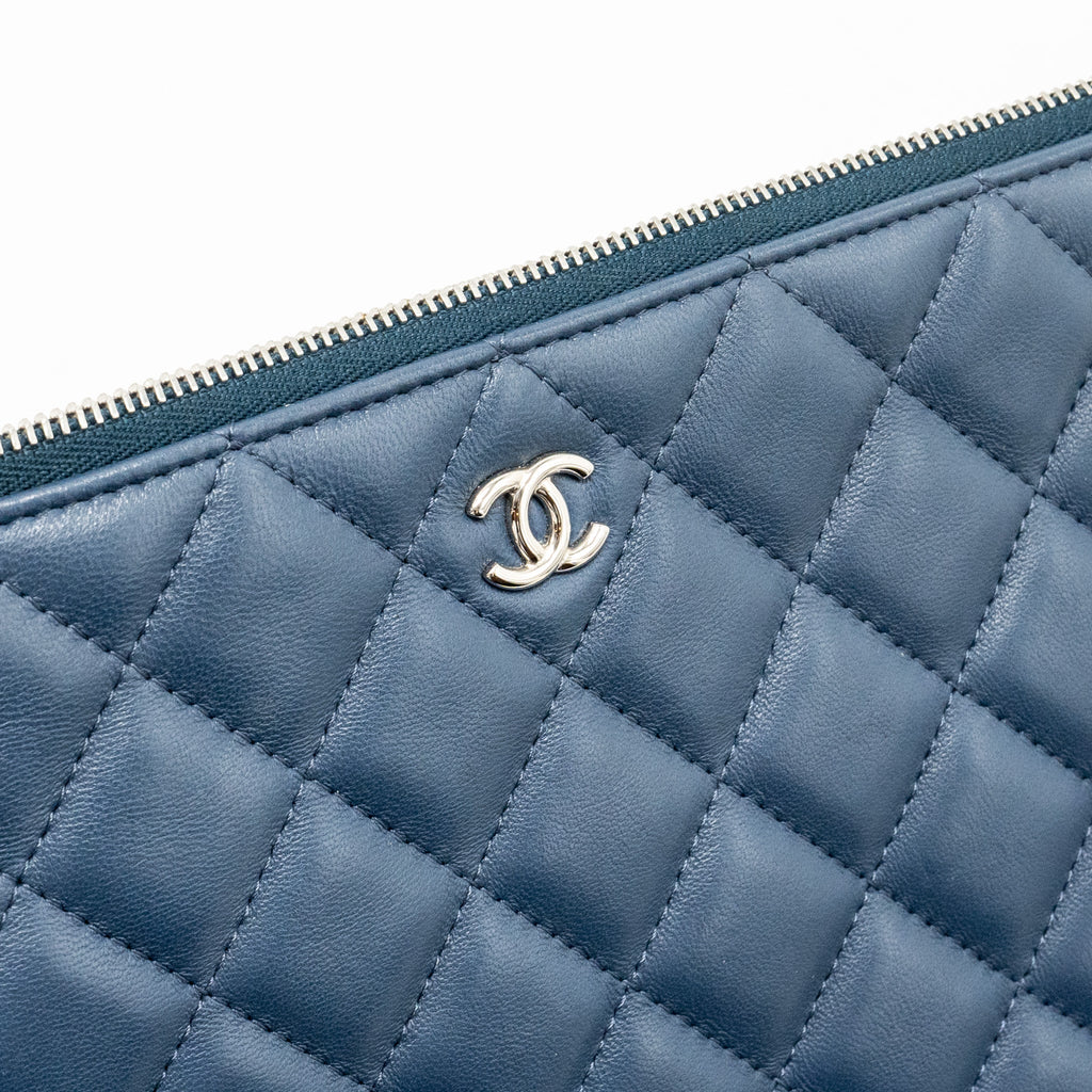 Chanel Classic Quilted Large Clutch Bag Lambskin Navy