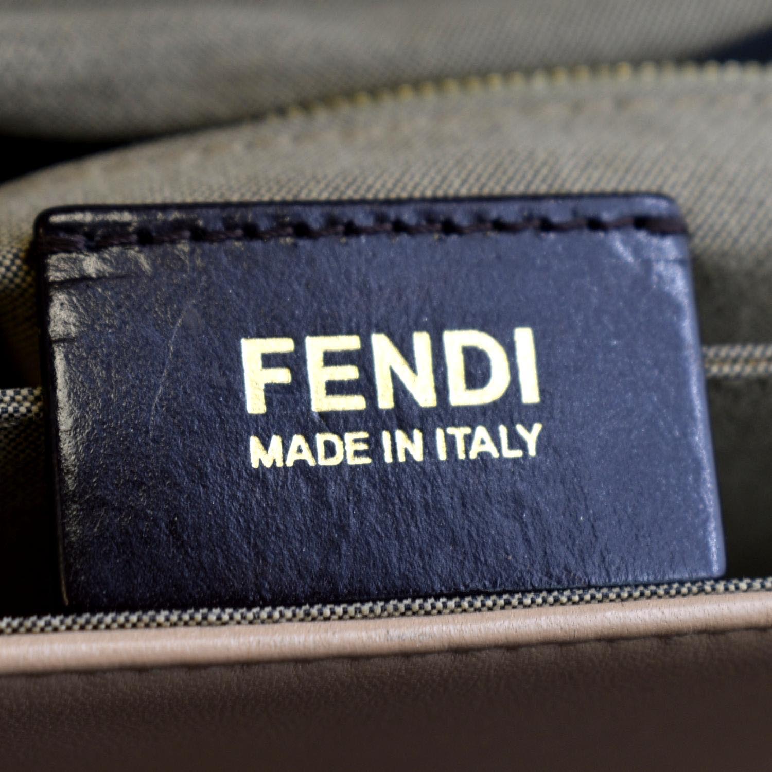 FENDI Claudia Pequin Embossed Leather Crossbody Bag Beige