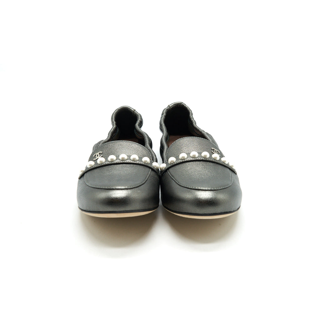 Chanel Lambskin Ballet Flat Shoes Size 36.5