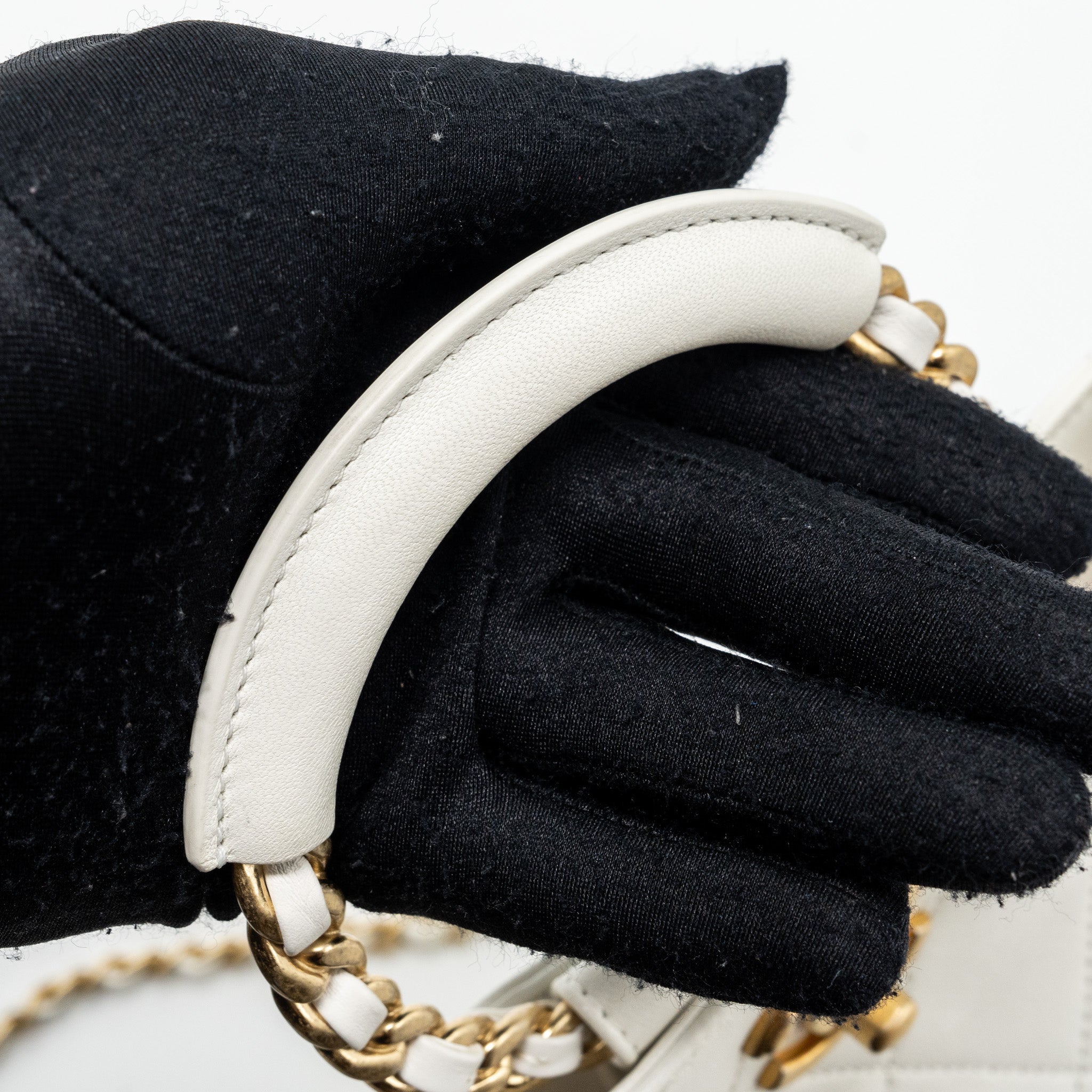 Chanel Round Handle Bucket Backpack Lambskin White