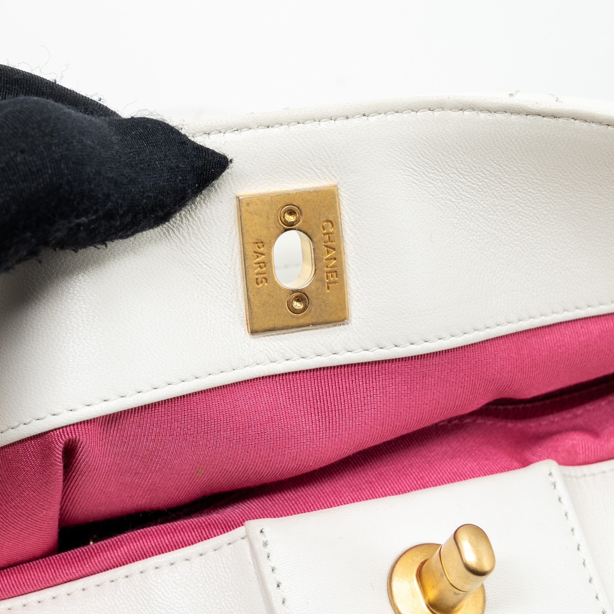 Chanel Round Handle Bucket Backpack Lambskin White