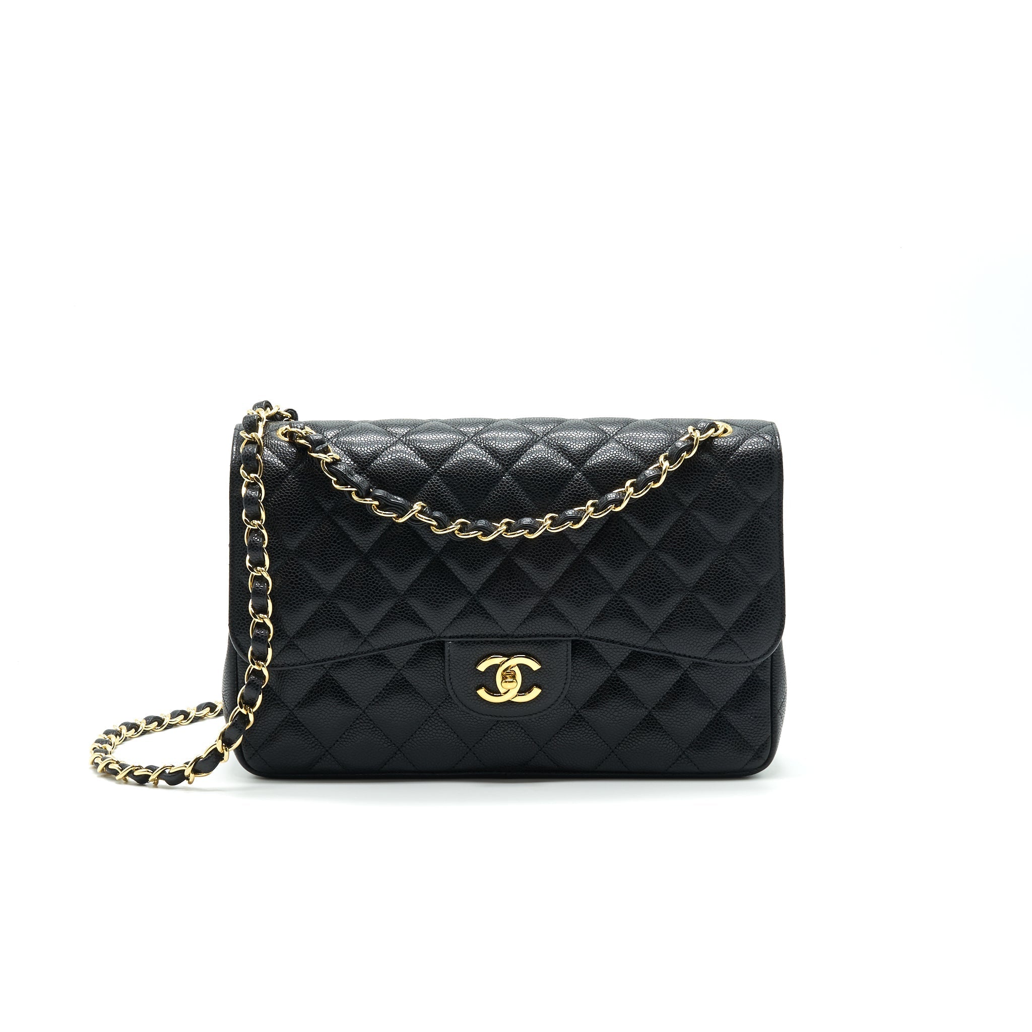 Chanel Classic Jumbo Double Flap Bag Black Cavier