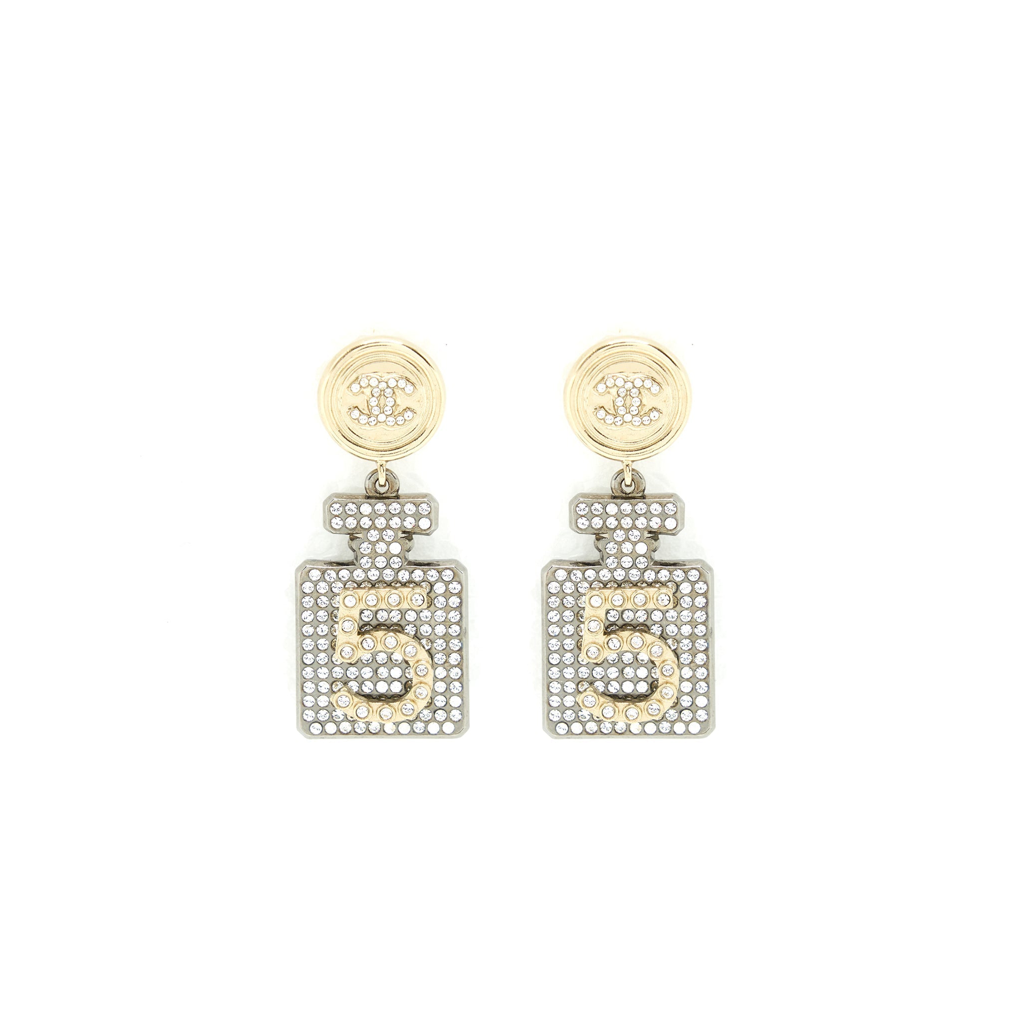 Chanel No.5 Perfume Bottle Crystal Drop Earrings L