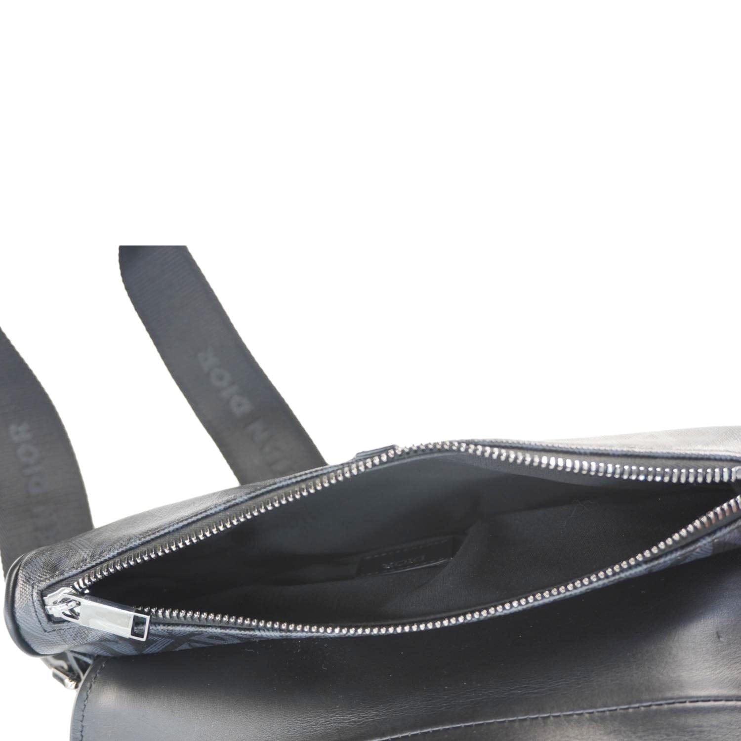 CHRISTIAN DIOR Diamond Canvas Saddle Crossbody Bag Black