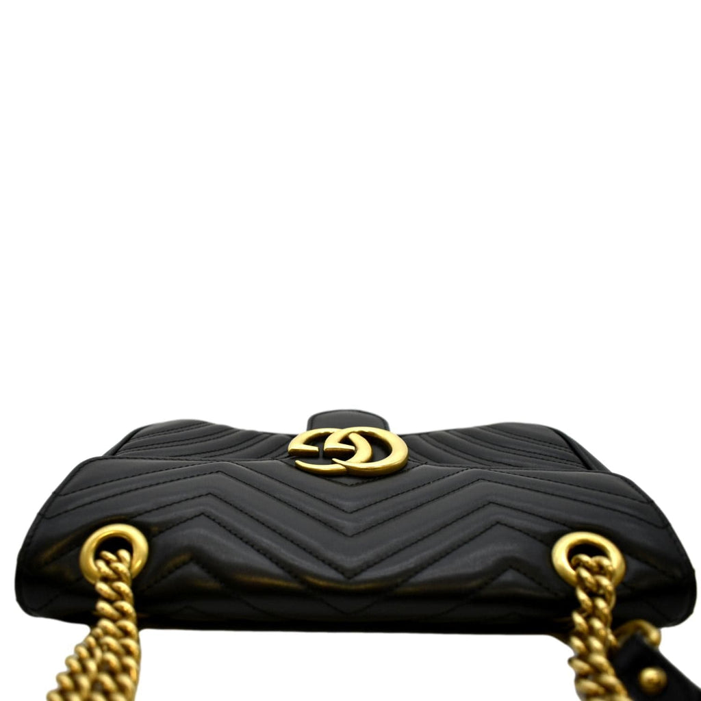 GUCCI GG Marmont Small Matelasse Leather Crossbody Bag Black 443497