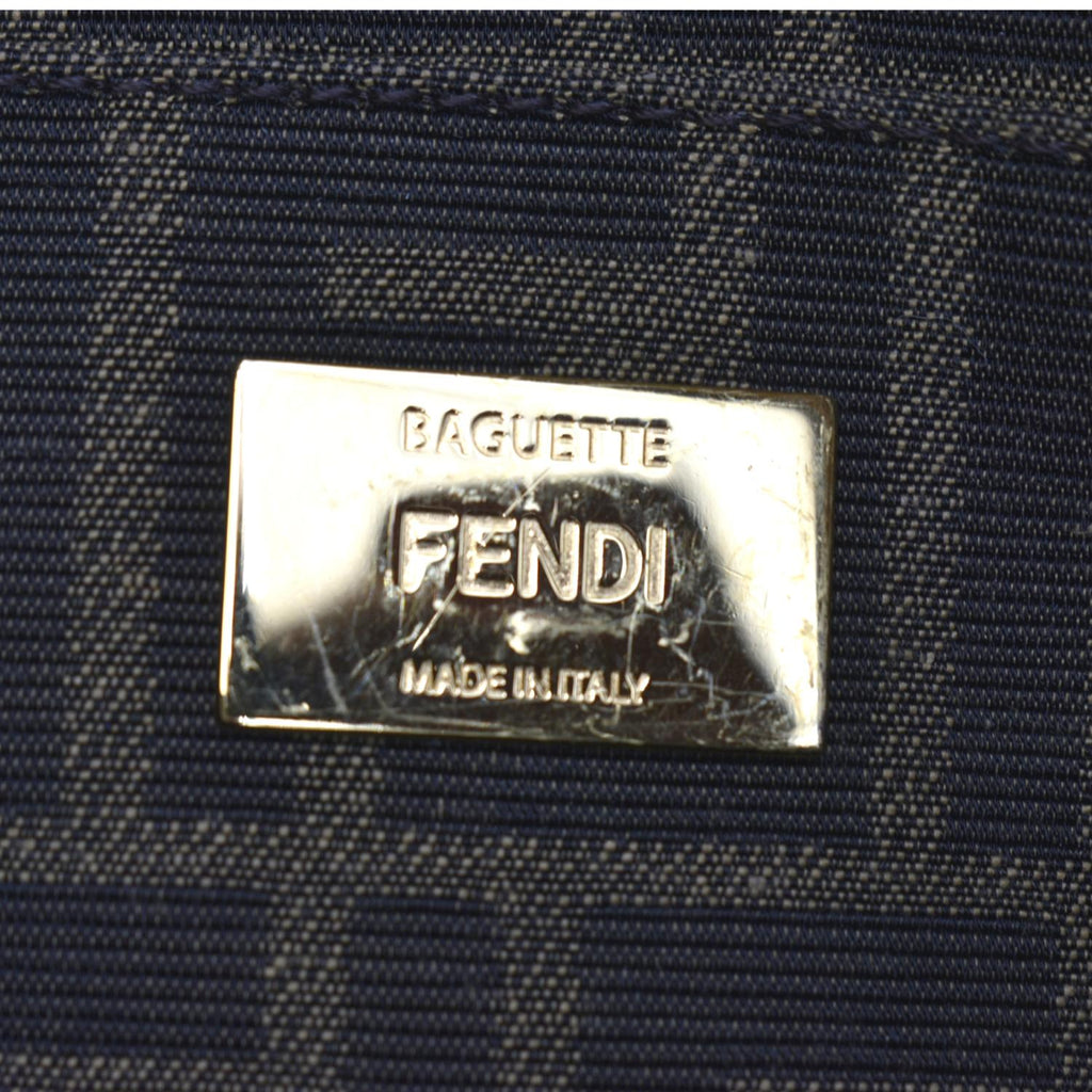 FENDI Mini Baguette Woven Jacquard Fabric Shoulder Bag Brown
