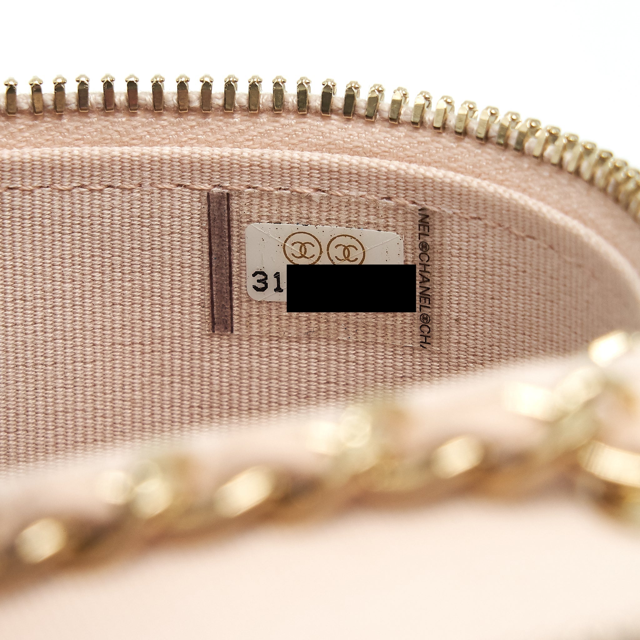 Chanel 22C Light Beige Caviar Vertical Vanity With Chain L