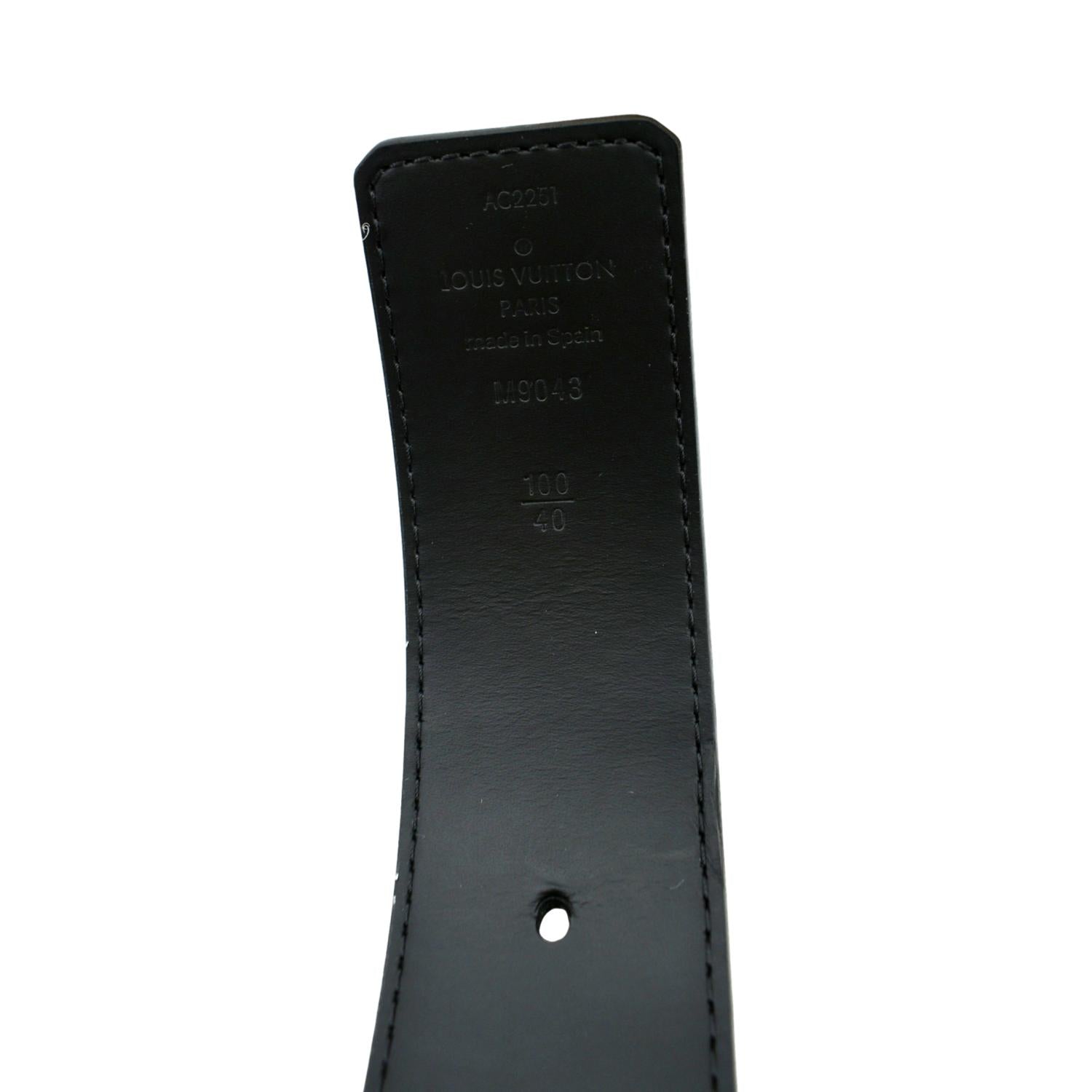 LOUIS VUITTON Monogram Eclipse LV Initials Belt Black Size 100/40