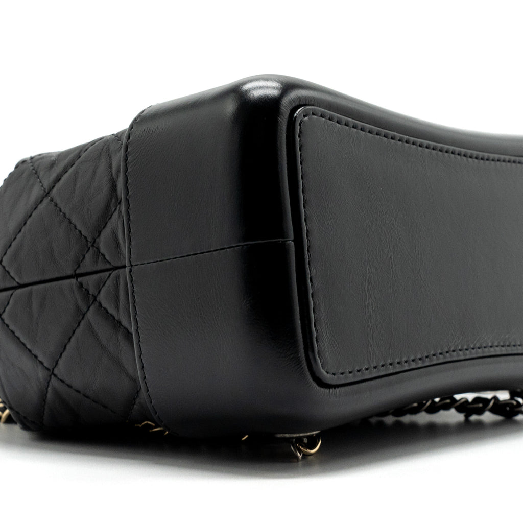 Chanel Small Gabrielle Backpack Aged Calfskin Black Multicolour Hardware