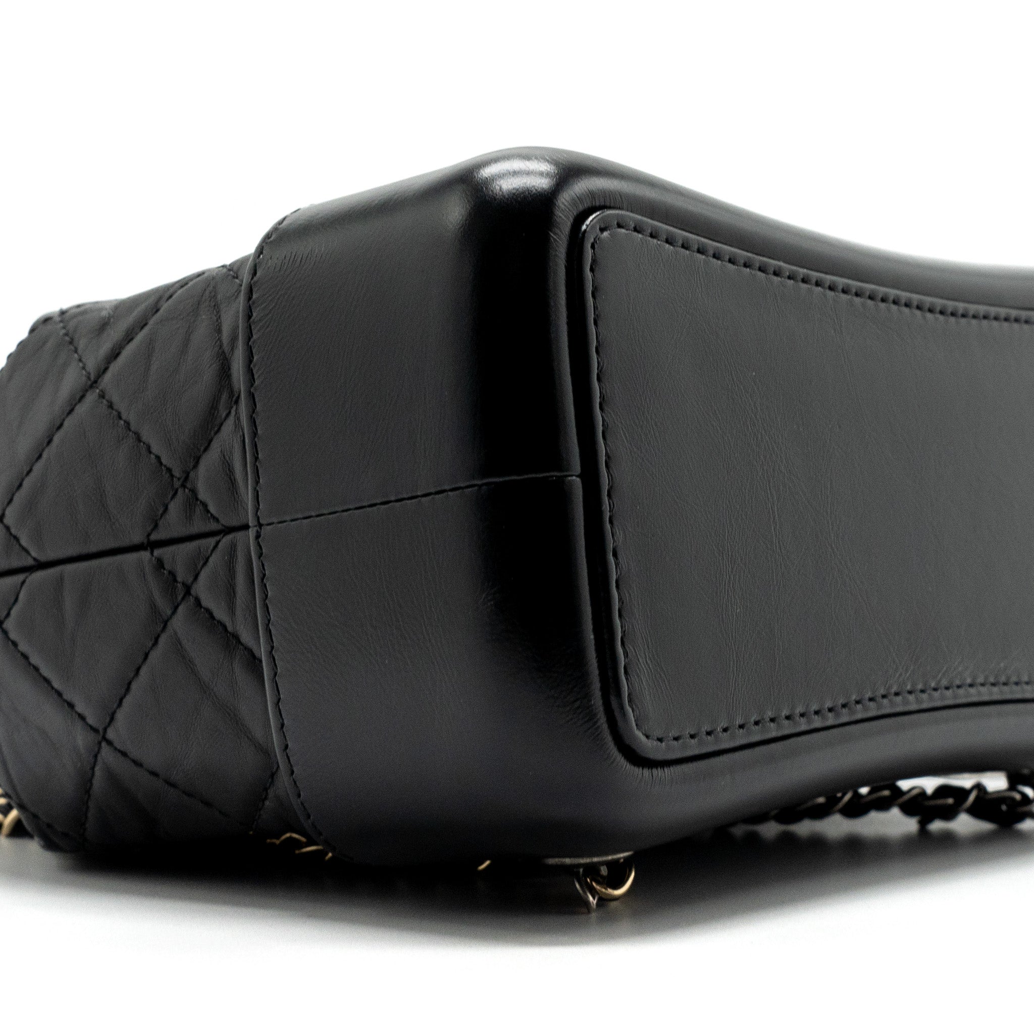 Chanel Small Gabrielle Backpack Aged Calfskin Black Multicolour Hardware