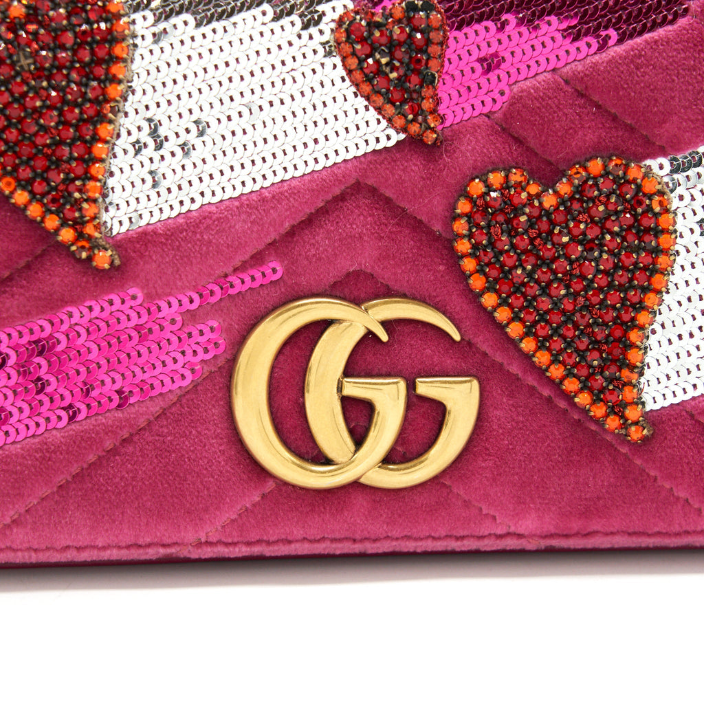 Gucci Velvet Wallet with chain pink  limited edition