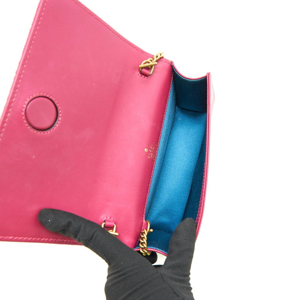 Gucci Velvet Wallet with chain pink  limited edition