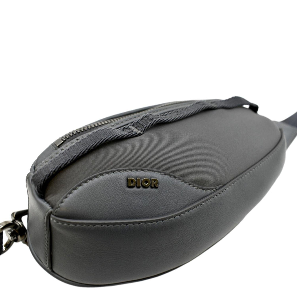 CHRISTIAN DIOR Scarab Calfskin Leather Crossbody Bag Grey