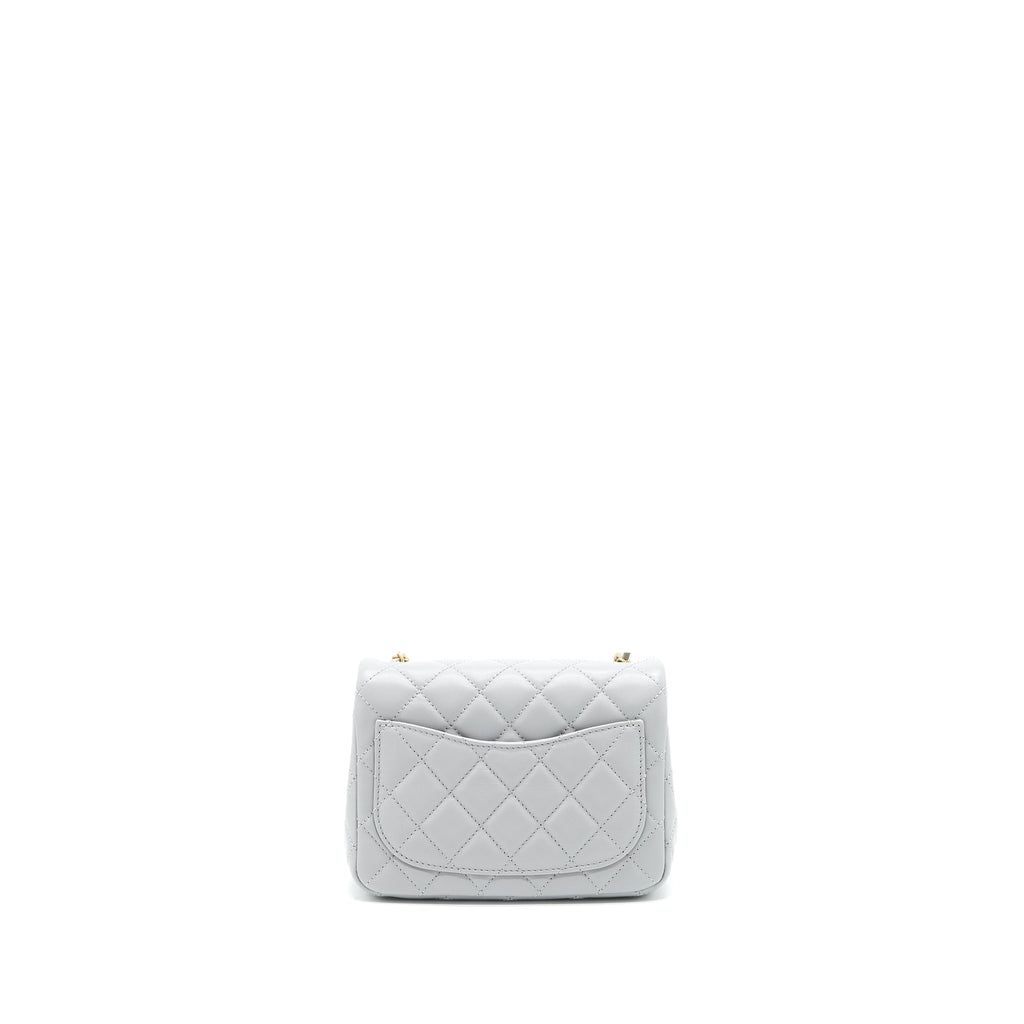 Chanel 21B Pearl Crush mini square Flap Bag grey