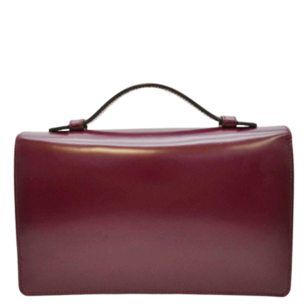 GUCCI Lady Lock Leather Top Handle Satchel Bag Purple Wine 331823