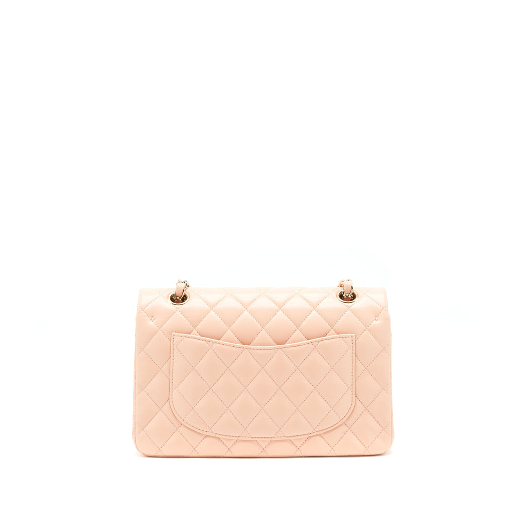 Chanel Small Classic Double Flap Bag Lambskin Pink L