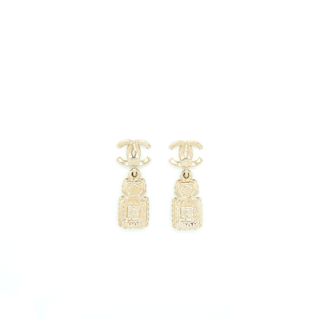 Chanel Crystal And Stud CC Perfume Drop Earring L
