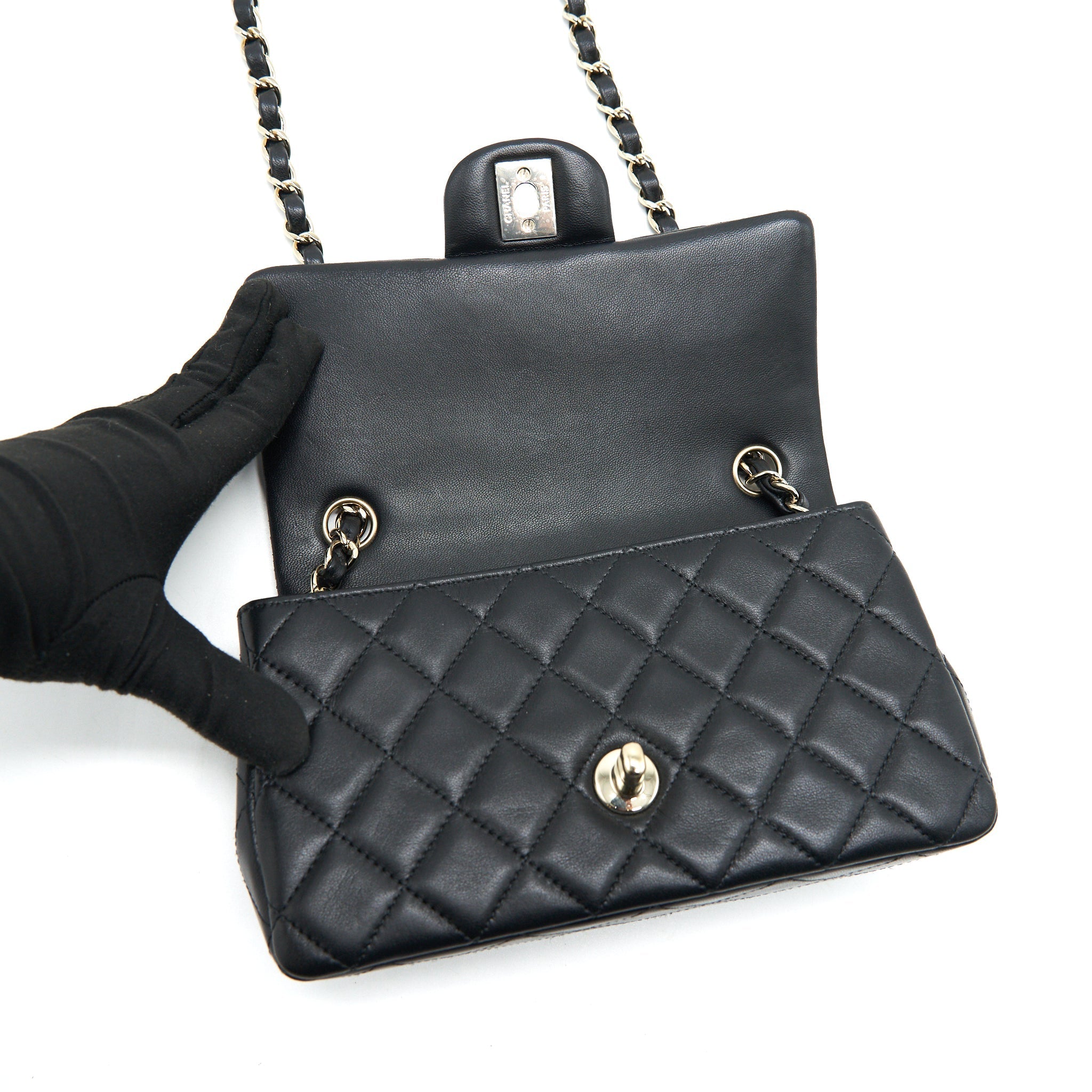 Chanel Mini Rectangular Flap Bag Black L Serial 30
