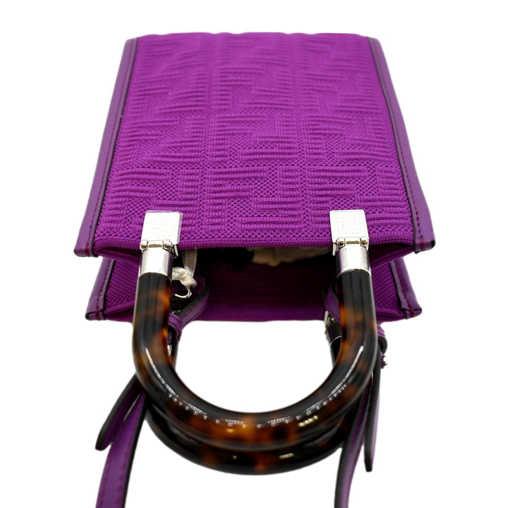 FENDI Sunshine Mini Plexiglass Vitello Ceylon Shopper Tote Purple