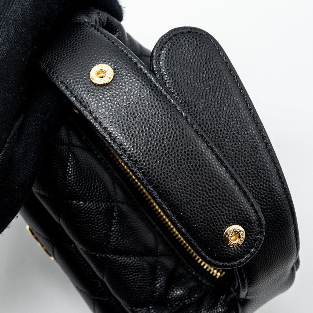 Chanel 23B round clutch caviar black  (microchip)