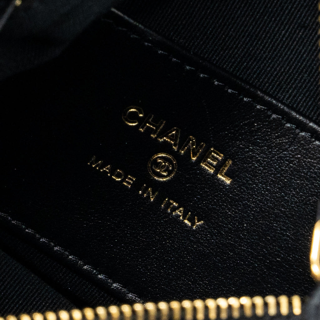Chanel 23B round clutch caviar black  (microchip)