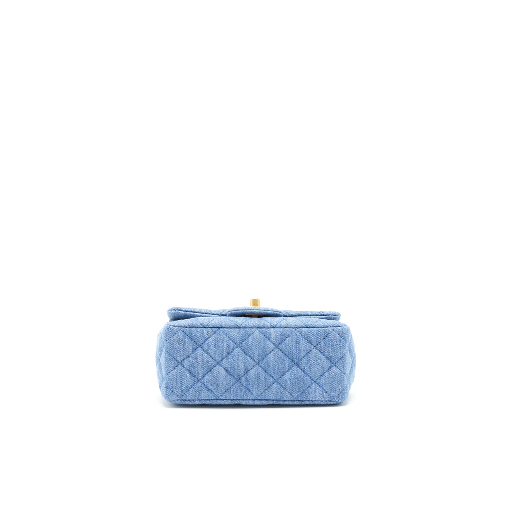 Chanel 22C Denim Pearl Crush Mini Square Flap Bag