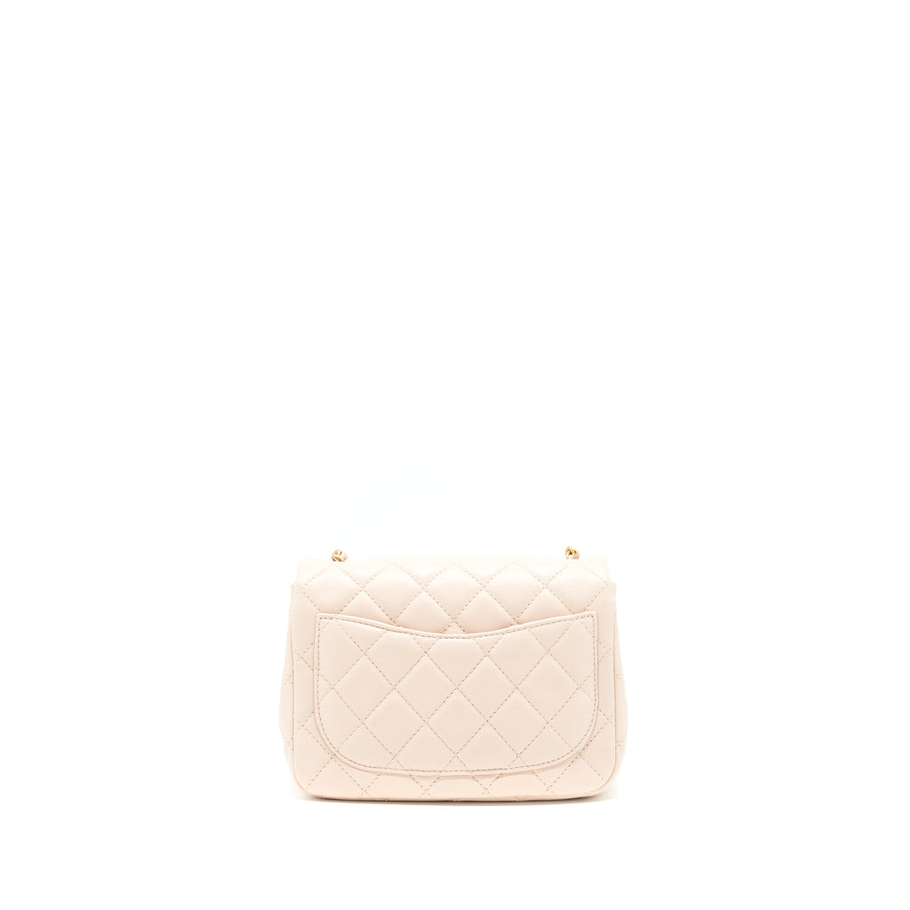 Chanel 22C Pearl Crush Mini Square Flap Bag Lambskin Light Pink