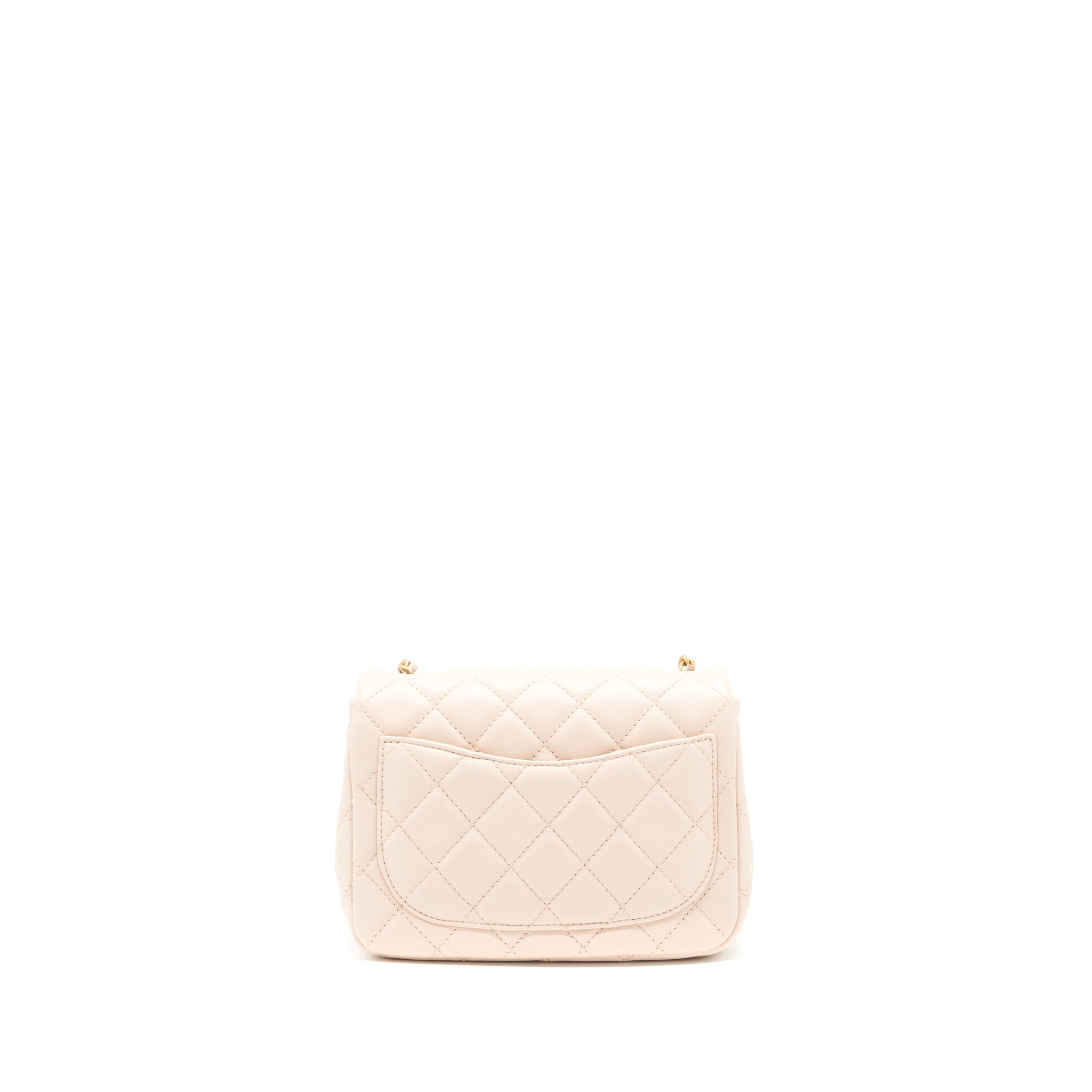 Chanel 22C Pearl Crush Mini Square Flap Bag Lambskin Light Pink