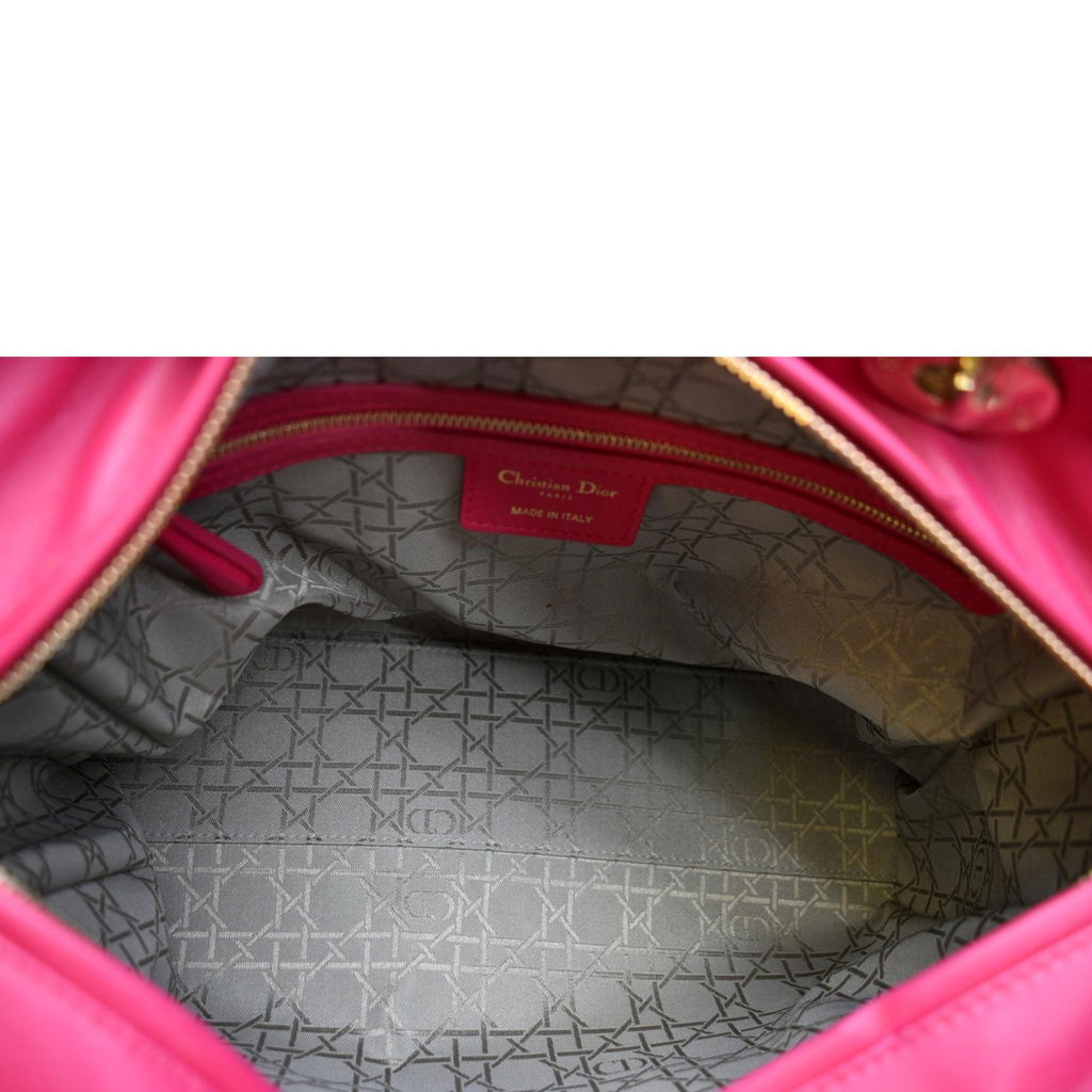 CHRISTIAN DIOR Large Lady Dior Cannage Lambskin Shoulder Bag Pink