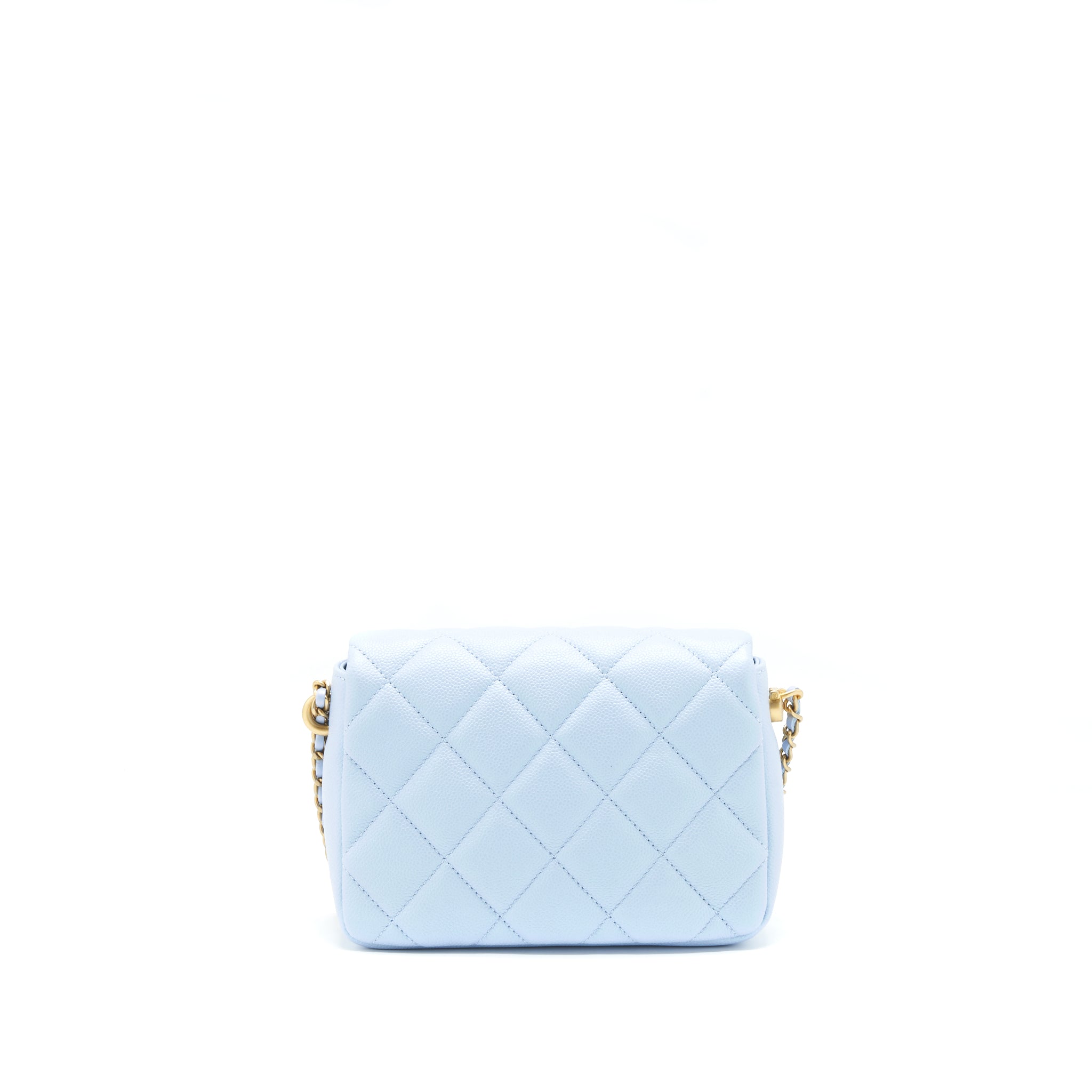 Chanel 21K My Perfect Mini Flap Bag Caviar Iridescent Light Blue