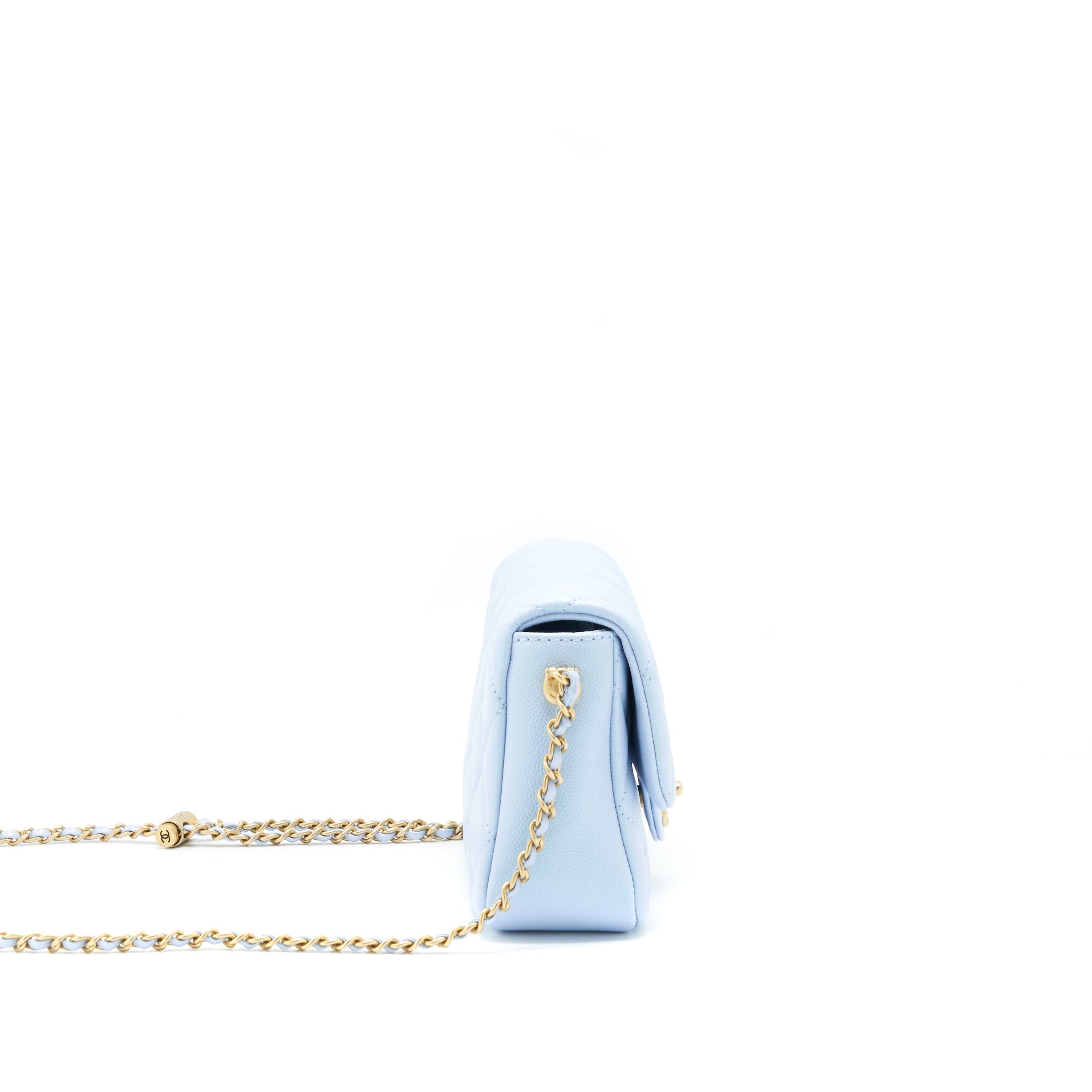 Chanel 21K My Perfect Mini Flap Bag Caviar Iridescent Light Blue
