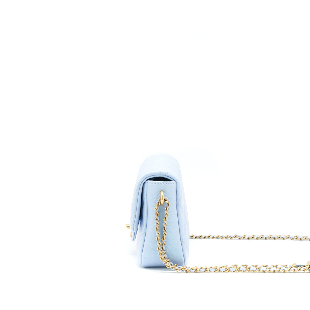 Chanel 21K My Perfect Mini Flap Bag Caviar Iridescent Light Blue