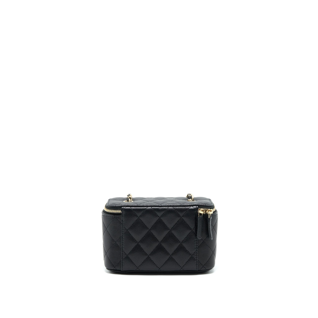 Chanel Caviar Long Vanity With Chain Caviar Black L