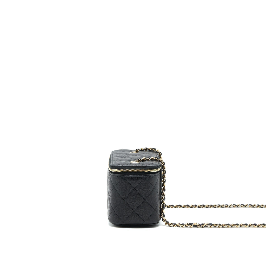 Chanel Caviar Long Vanity With Chain Caviar Black L