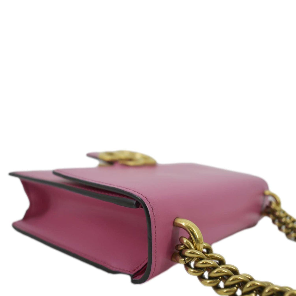 GUCCI GG Interlocking Leather Chain Shoulder Bag Pink 431384