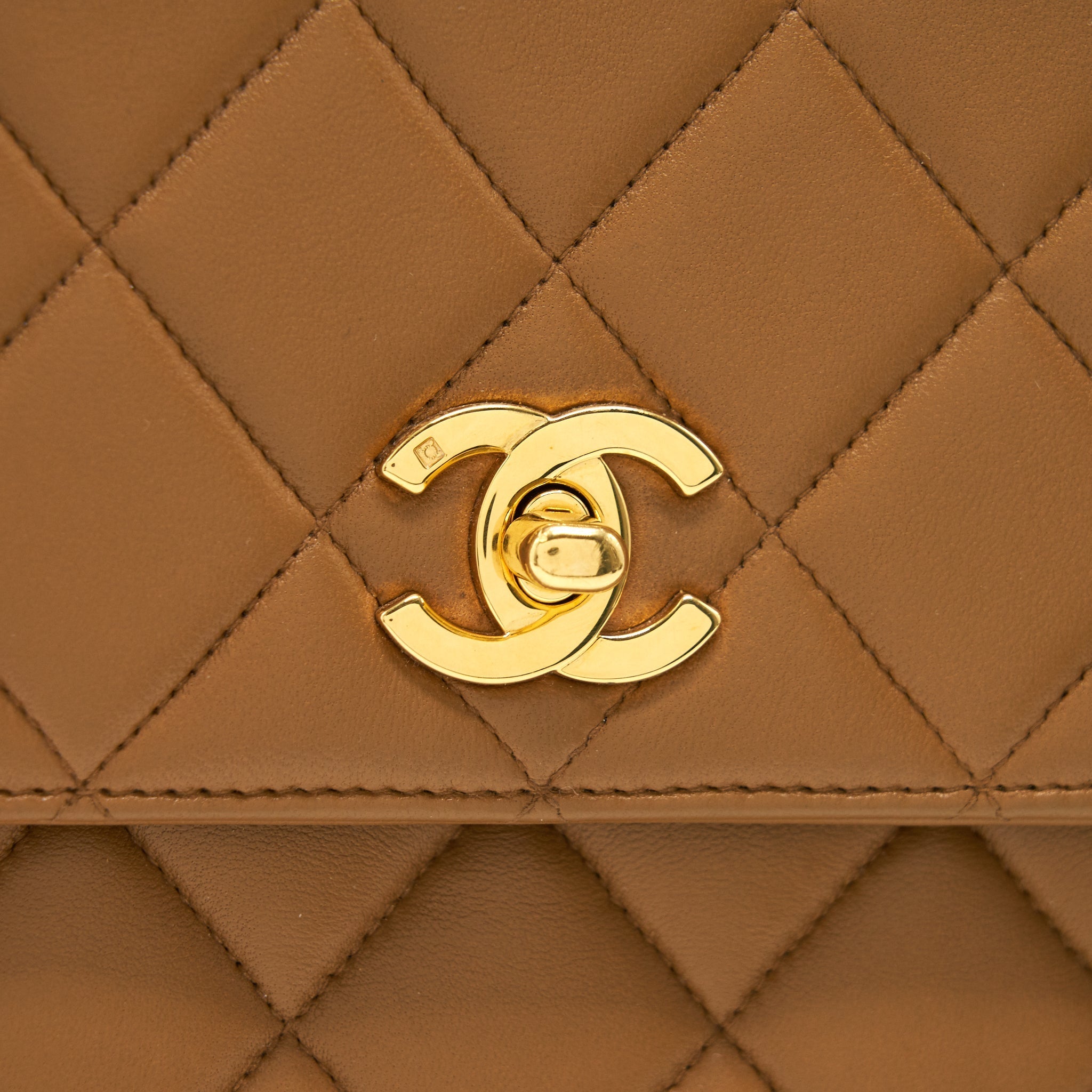 Chanel Vintage Kelly Shoulder Bag Dark Beige