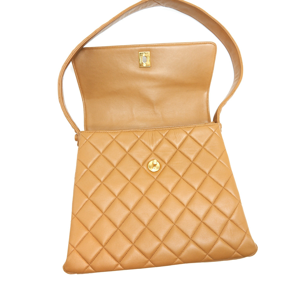 Chanel Vintage Kelly Shoulder Bag Dark Beige