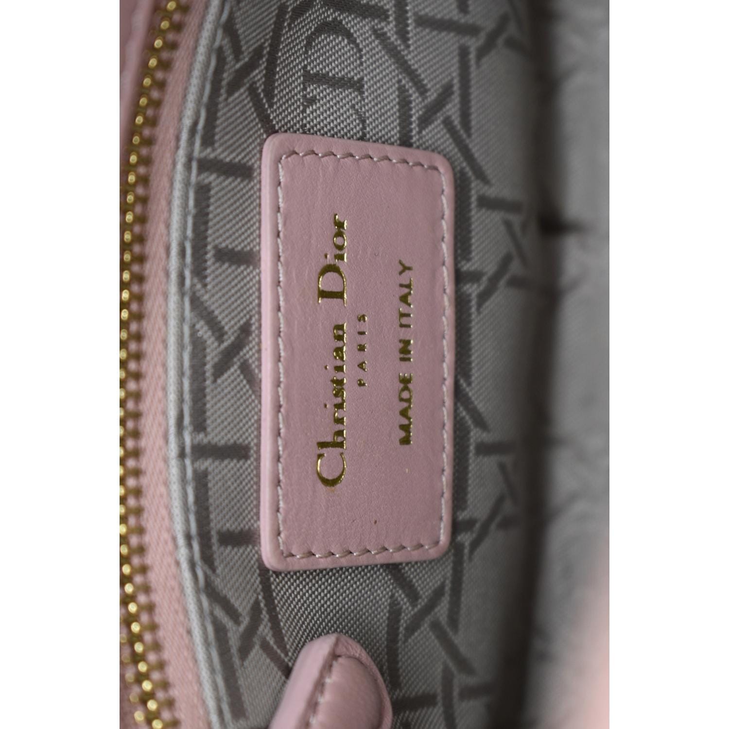 CHRISTIAN DIOR Mini Lady Dior Cannage Lambskin Leather Shoulder Bag Blush