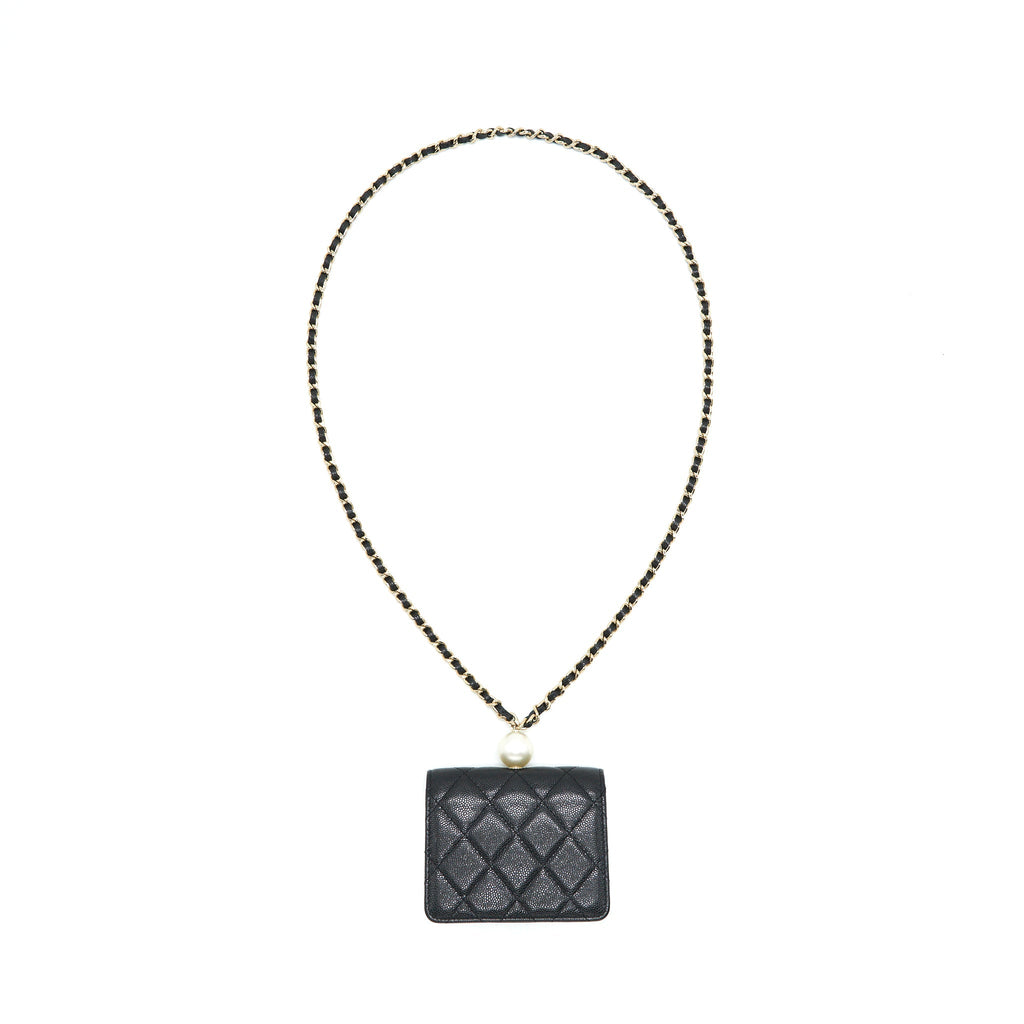 Chanel Flap Coin Purse with Chain Black Caviar L