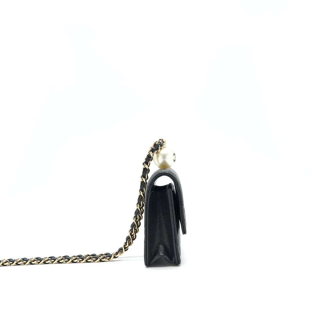 Chanel Flap Coin Purse with Chain Black Caviar L