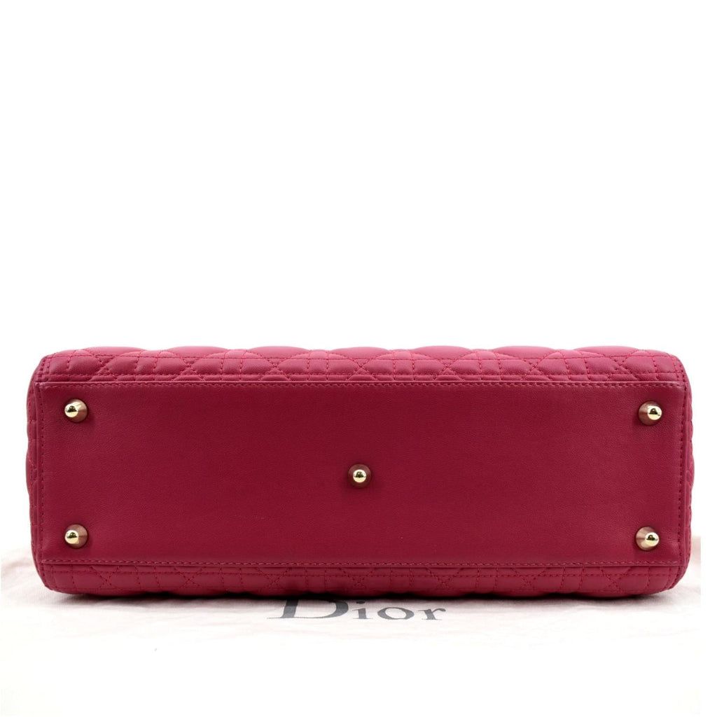 CHRISTIAN DIOR Large Lady Dior Cannage Lambskin Shoulder Bag Pink