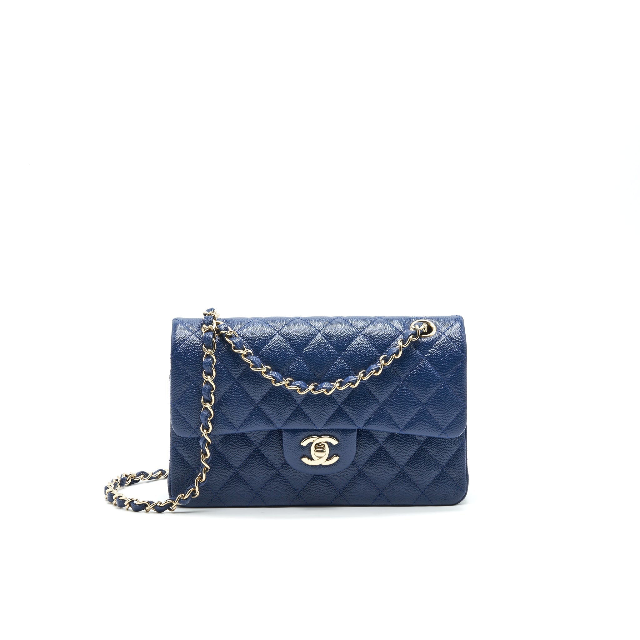 Chanel Classic Small Double Flap Caviar NAVY L